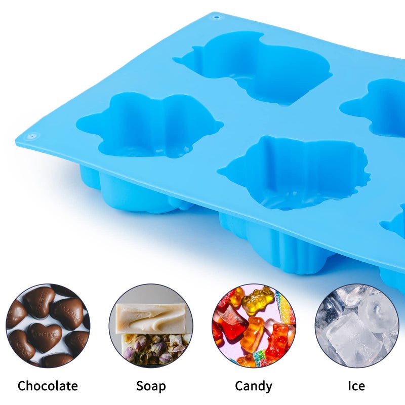 Beasea Animal Soap Molds, 2 Pack Large 3D Silicone Mat Chocolate Cake Candy Cookie Baking Making Clay Ice DIY Hard Resin Gummy Cube Tray Set Decoration Handmade Craft Bear Shape - Image 4